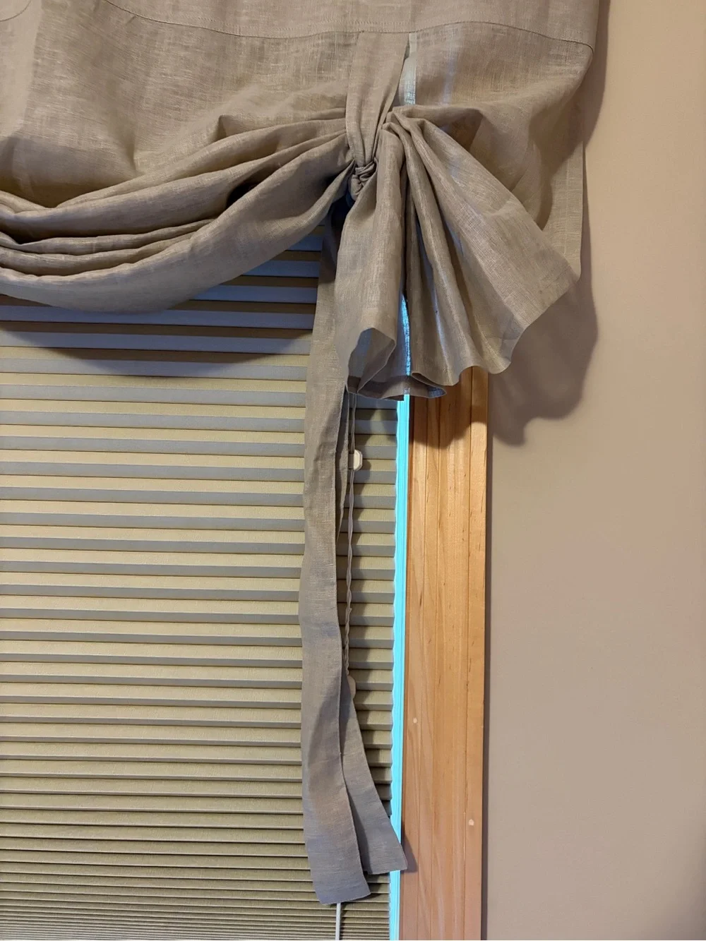 Neutral Linen-Look Tie-Back Valance